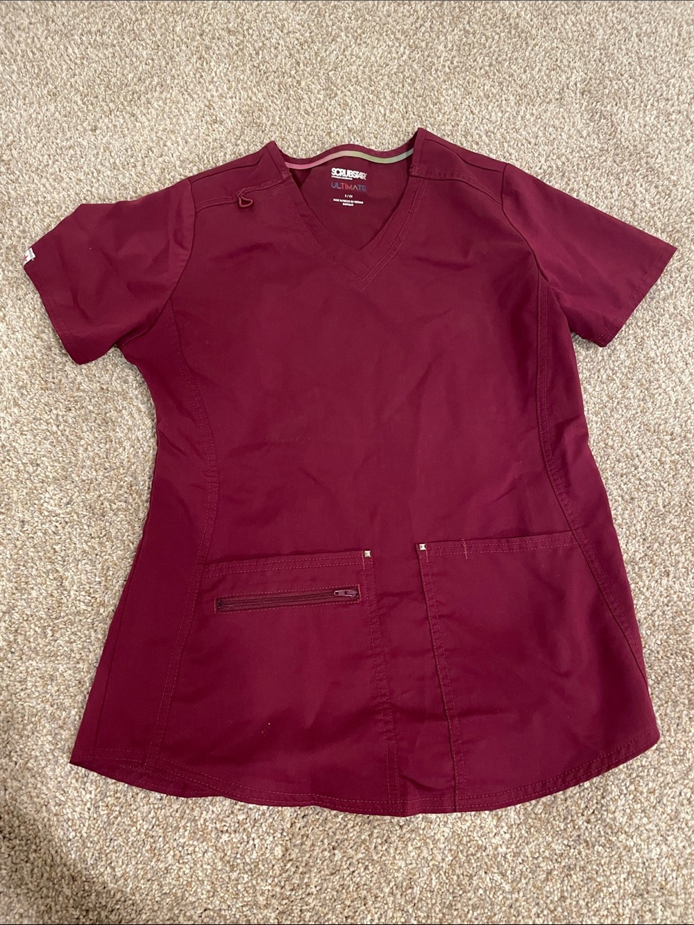 Scrubstar Women's V-Neck Tunic Top in Burgundy